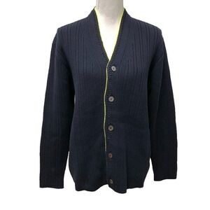 Dunhill Cotton Cardigan Sweater Jumper Womens Large Blue Button Preppy Academia